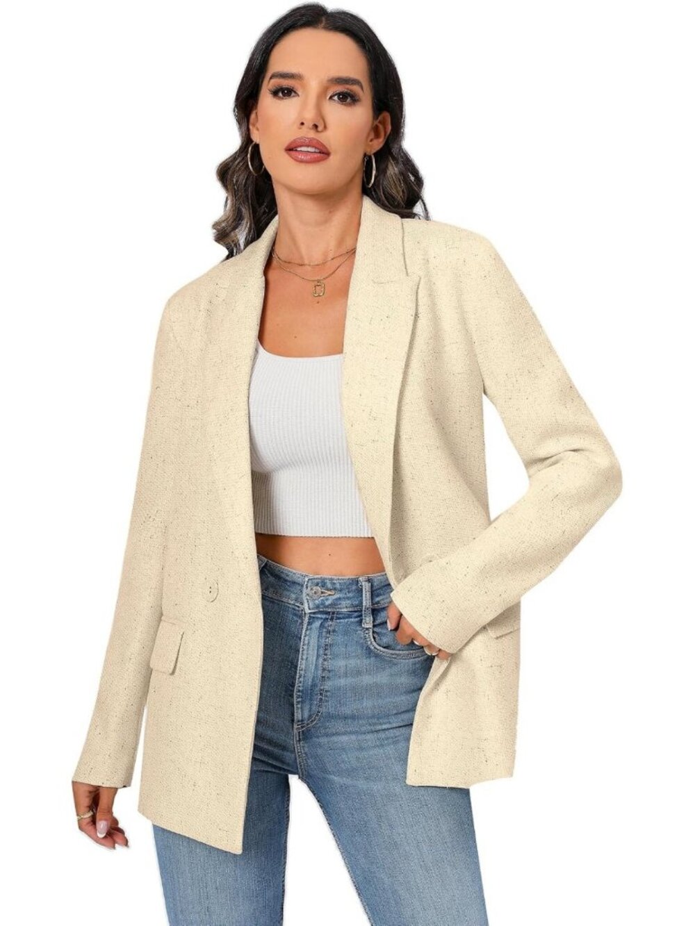 Chic Oversized Double-Breasted Blazer Jacket | Long Sleeve Casual Workwear with